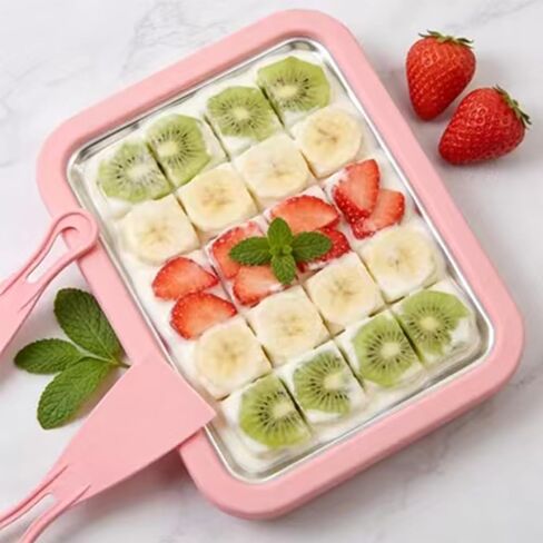 صانعة الآيس كريم الملفوفة - مجموعة صانعة الآيس كريم الملفوفة في المنزل، يمكنك بسهولة صنع لفائف الآيس كريم الخاصة بك والعصائر والزبادي المجمد وأشربة الفاكهة والجيلاتو في المنزل، مع ملعقتين. (لون القرنفل) in Kuwait