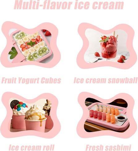 صانعة الآيس كريم الملفوفة - مجموعة صانعة الآيس كريم الملفوفة في المنزل، يمكنك بسهولة صنع لفائف الآيس كريم الخاصة بك والعصائر والزبادي المجمد وأشربة الفاكهة والجيلاتو في المنزل، مع ملعقتين. (لون القرنفل) in Kuwait
