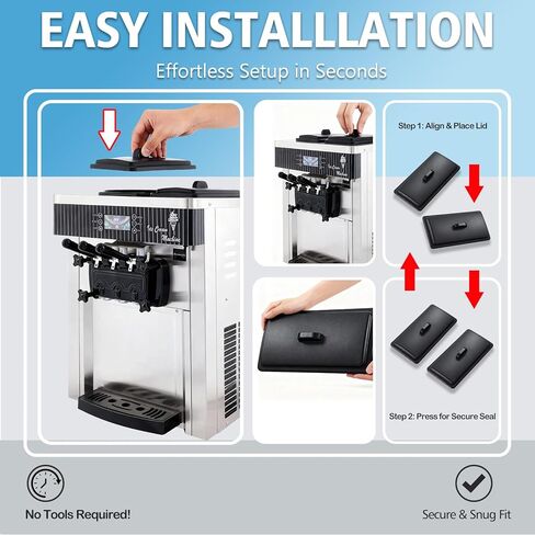غطاء قادوس بلاستيكي مكون من قطعتين متوافق مع ماكينات الآيس كريم فيفور سوفت سيرف - غطاء بديل متين (34 × 19.5 سم) in Kuwait
