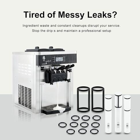 قطع غيار ماكينة الآيس كريم - مجموعة حلقات ختم السيليكون من Fixotech (2 على شكل حرف H + 10 على شكل O) - مجموعة حشية مرنة من الدرجة الغذائية لإصلاح صانع الآيس كريم - متوافقة مع VEVOR in Kuwait