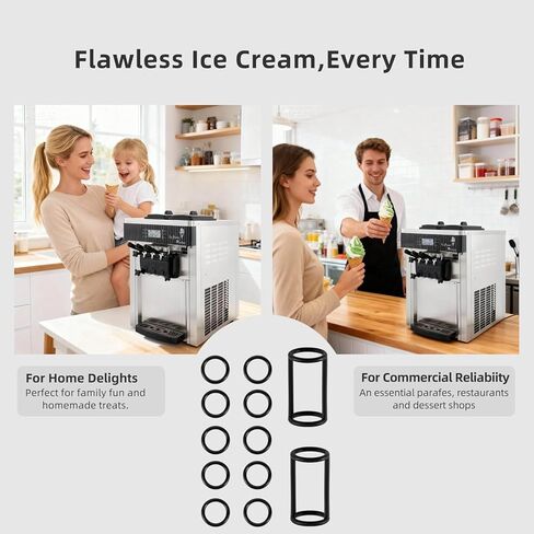 قطع غيار ماكينة الآيس كريم - مجموعة حلقات ختم السيليكون من Fixotech (2 على شكل حرف H + 10 على شكل O) - مجموعة حشية مرنة من الدرجة الغذائية لإصلاح صانع الآيس كريم - متوافقة مع VEVOR in Kuwait