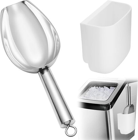 Stainless Ice Scoop with Small Ice Scoop Holder for Ice Machine & Freezer, for Countertop Ice Makers Bars Pet Dog Food in Kuwait