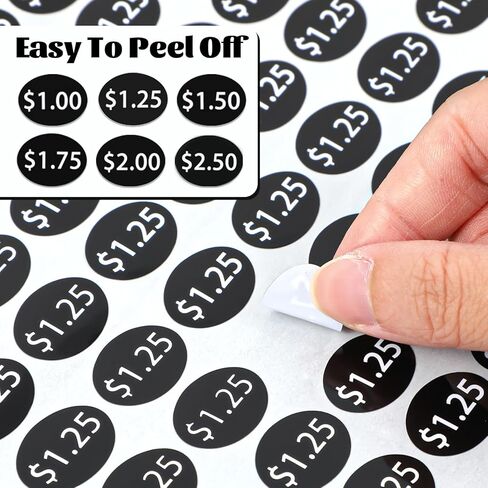 1560 قطعة من ملصقات أسعار آلات البيع، ملصقات بيع الفناء 6 ملصقات أسعار 1.00، 1.25، 1.50، 1.75، 2.00، 2.50 دولار in Kuwait