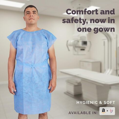 silaomedical Disposable Patient Gowns for Adults, 10-Pack — Short Sleeve, Back Tie Closure — For Medical, Hospital Use in Saudi Arabia