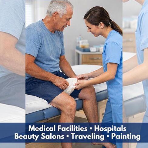 شورتات الفحص الطبي من Dealmed - فساتين للمرضى للاستعمال مرة واحدة، مقاس عالمي، غير منسوجة باللون الأزرق الداكن مع حزام خصر مطاطي، عبوة من 50 قطعة in Kuwait