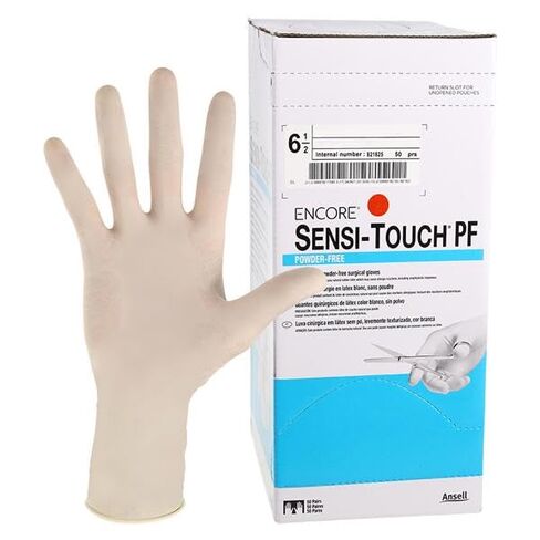 AnsellLtd 7823PF قفازات لاتكس معقمة Sensi-Touch مقاس #6.5، 50 زوجًا في كل صندوق in Saudi Arabia