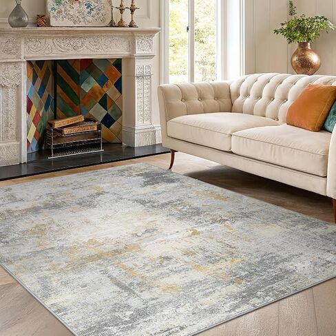 AMADA HOMEFURNISHING 8x10 Washable Area Rug, Modern Abstract Living Room Rug with Non-Slip Backing & Short Pile, Large Rug with Abstract Pattern for Living Room, Bedroom and Dinning Room, Dark Blue in Kuwait