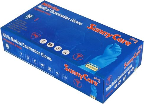 100Pcs 8202 Blue Nitrile Medical Exam Gloves Powder Free Chemo-Rated (Non Vinyl Latex) 100/box Size: Medium in Kuwait