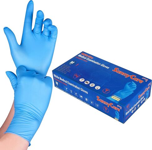 100Pcs 8202 Blue Nitrile Medical Exam Gloves Powder Free Chemo-Rated (Non Vinyl Latex) 100/box Size: Medium in Kuwait