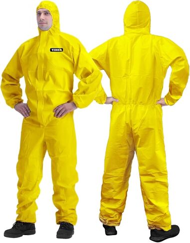 بدلة YIBER Hazmat المعطف القابل للتصرف | بدلة رسم الجسم بالكامل بـ 7 مقاسات بمواصفات متعددة للرجال والنساء - 3X-Large، أبيض، 1 in Kuwait