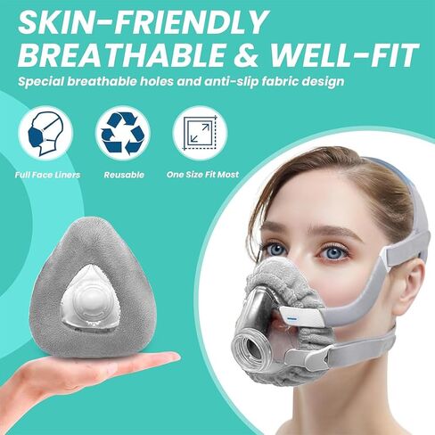 3-Piece Mask Liners, Full Face Mask Cushion Insert, Reusable Cover for Therapy Users in Saudi Arabia