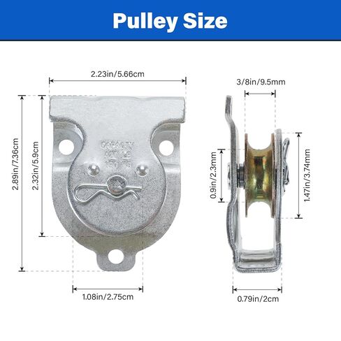 Roauend 4 Pack Ceiling Mount Single Pulley 1-1/2 Inch Wall Mounted Pulley Ceiling Pulley, Zinc-Plated Single Pulley for 3/8" Wire or Rope in Saudi Arabia