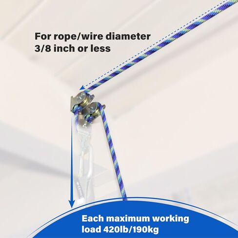 Roauend 4 Pack Ceiling Mount Single Pulley 1-1/2 Inch Wall Mounted Pulley Ceiling Pulley, Zinc-Plated Single Pulley for 3/8" Wire or Rope in Saudi Arabia