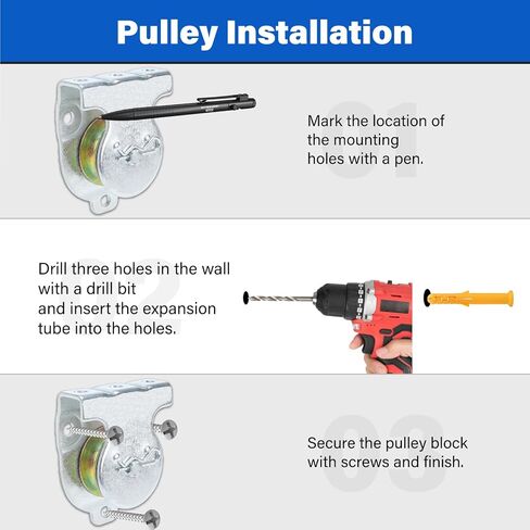 Roauend 4 Pack Ceiling Mount Single Pulley 1-1/2 Inch Wall Mounted Pulley Ceiling Pulley, Zinc-Plated Single Pulley for 3/8" Wire or Rope in Saudi Arabia