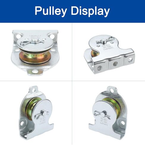 Roauend 4 Pack Ceiling Mount Single Pulley 1-1/2 Inch Wall Mounted Pulley Ceiling Pulley, Zinc-Plated Single Pulley for 3/8" Wire or Rope in Saudi Arabia