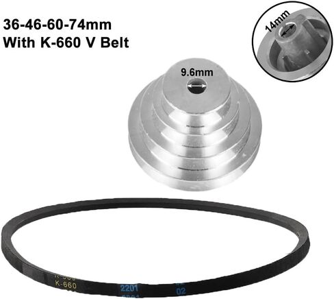 مجموعة عجلات بكرة باغودا مع حزام على شكل حرف V K660 لمكبس الحفر على سطح الطاولة، عجلات نقل من الألومنيوم بأربع خطوات وخمس خطوات متوافقة مع حزام من النوع على شكل حرف V (14 مم) in Kuwait