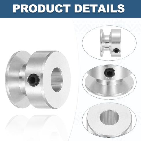 PATIKIL 8mm Fixed Bore 20mm OD Single Groove Pulley, Aluminum Alloy Mechanical V-Belt Pulley with Hex Wrench for Motor Shaft Drilling Machine 5-6 mm PU Round Belt, Silver in Saudi Arabia