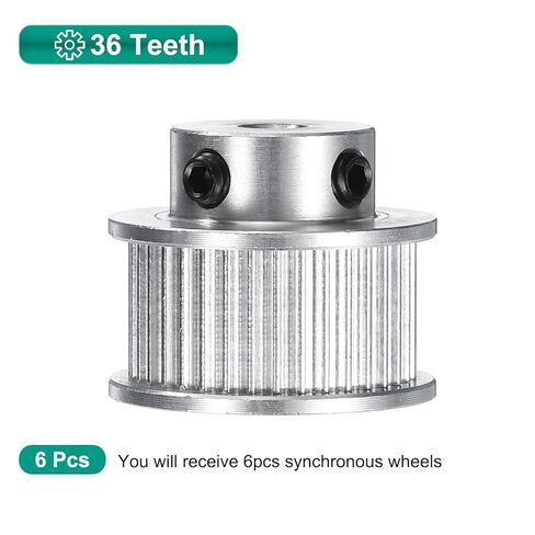 uxcell 6pcs GT-2 36T Pulley Synchronous Wheel 8mm Bore, Aluminum Timing Pulley 36 Teeth, Fit Width 10mm Timing Belt for 3D Printer CNC Machine (with A Wrench) in Saudi Arabia
