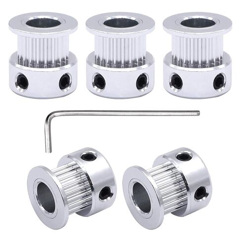 OCNFZ 5Pcs Silver 6.35mm(0.25″) Bore 20 Teeth GT2 Belt Pulley for 3D Printer 6mm Width 20T Timing Belt Aluminum Belt Pulley(8mm) in Saudi Arabia