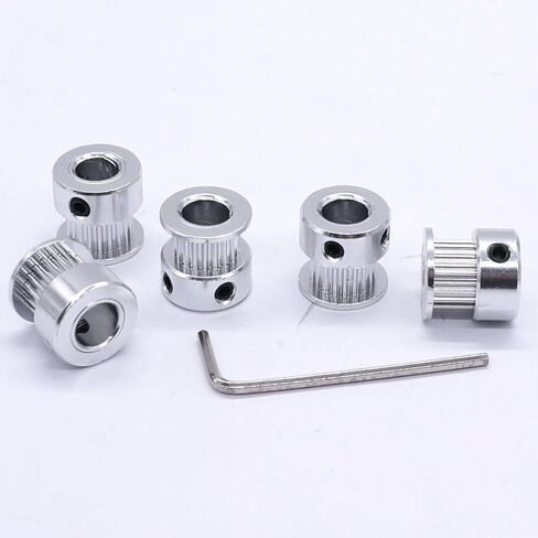 OCNFZ 5Pcs Silver 6.35mm(0.25″) Bore 20 Teeth GT2 Belt Pulley for 3D Printer 6mm Width 20T Timing Belt Aluminum Belt Pulley(8mm) in Saudi Arabia