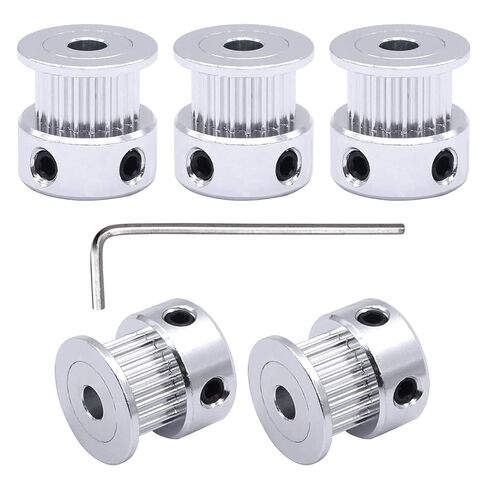 OCNFZ 5Pcs Silver 6.35mm(0.25″) Bore 20 Teeth GT2 Belt Pulley for 3D Printer 6mm Width 20T Timing Belt Aluminum Belt Pulley(8mm) in Saudi Arabia