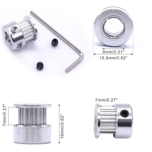 OCNFZ 5Pcs Silver 6.35mm(0.25″) Bore 20 Teeth GT2 Belt Pulley for 3D Printer 6mm Width 20T Timing Belt Aluminum Belt Pulley(8mm) in Saudi Arabia