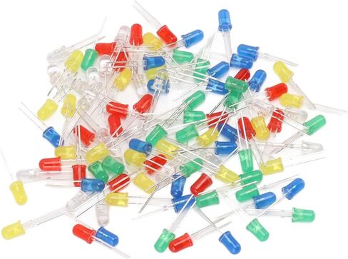 5mm LED Diodes, Red Green Yellow Blue White Light Emitting Diodes, DIY Science Project Kit, 100pcs, for home Industrial Use in Saudi Arabia