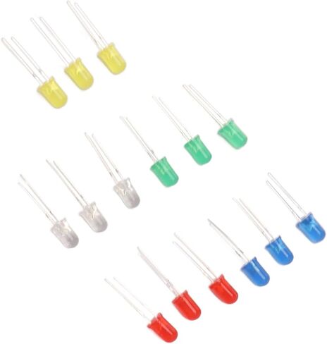 5mm LED Diodes, Red Green Yellow Blue White Light Emitting Diodes, DIY Science Project Kit, 100pcs, for home Industrial Use in Saudi Arabia