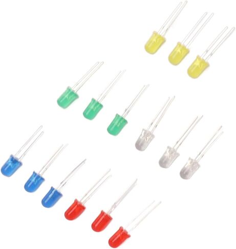 5mm LED Diodes, Red Green Yellow Blue White Light Emitting Diodes, DIY Science Project Kit, 100pcs, for home Industrial Use in Saudi Arabia