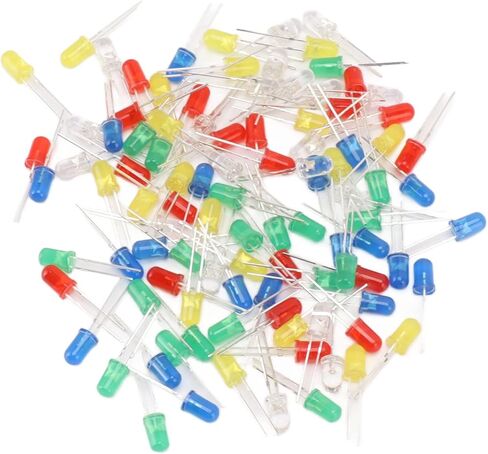 5mm LED Diodes, Red Green Yellow Blue White Light Emitting Diodes, DIY Science Project Kit, 100pcs, for home Industrial Use in Saudi Arabia