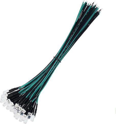 VIBICCK 120 قطعة (6 ألوان × 20 قطعة) 12 فولت LED صمامات باعثة للضوء سلكية مسبقًا DC 12 فولت 5 مم LED مجموعة متنوعة (120 قطعة ضوء أبيض 6 ألوان) in Kuwait