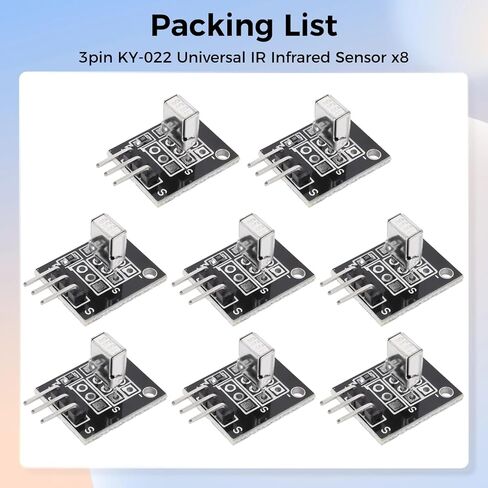 3pin KY-022 Universal IR Infrared Sensor Receiver Module TL1838 VS1838B 1838 Compatible for Arduino UNO R3 DIY Programming Smart Robot Car Starter Kit - 8PCS in Saudi Arabia