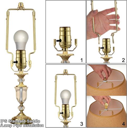 7 8 9 10 inch Lamp Shade Harp Holder,Adjustable Lamp Harp Kit,Fit both Standard Lamp Rod and E26 Light Base UNO Fitter Adapter,with 2 Shade Attaching Finial Top (Golden Color - 2 Set) in Saudi Arabia