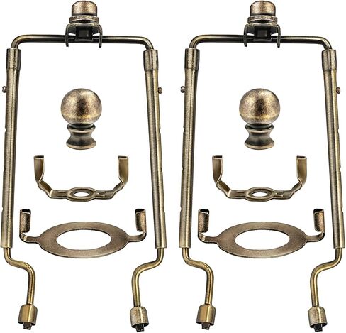 7 8 9 10 inch Lamp Shade Harp Holder,Adjustable Lamp Harp Kit,Fit both Standard Lamp Rod and E26 Light Base UNO Fitter Adapter,with 2 Shade Attaching Finial Top (Golden Color - 2 Set) in Saudi Arabia
