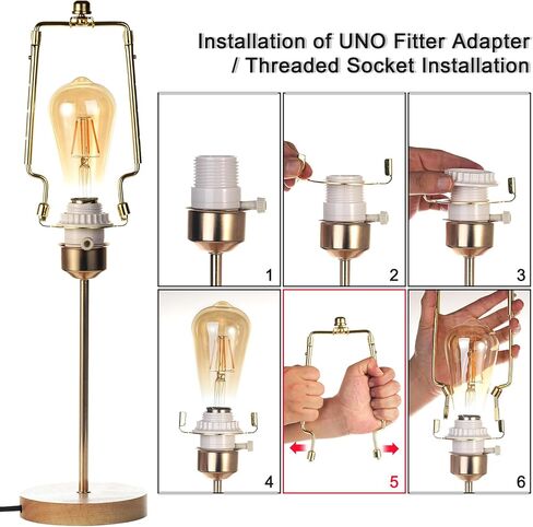 7 8 9 10 inch Lamp Shade Harp Holder,Adjustable Lamp Harp Kit,Fit both Standard Lamp Rod and E26 Light Base UNO Fitter Adapter,with 2 Shade Attaching Finial Top (Golden Color - 2 Set) in Saudi Arabia