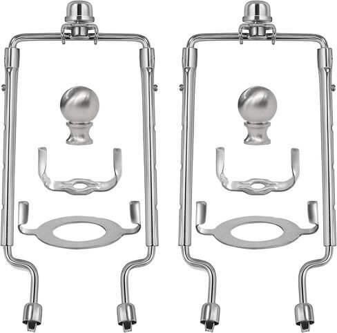 7 8 9 10 inch Lamp Shade Harp Holder,Adjustable Lamp Harp Kit,Fit both Standard Lamp Rod and E26 Light Base UNO Fitter Adapter,with 2 Shade Attaching Finial Top (Golden Color - 2 Set) in Saudi Arabia