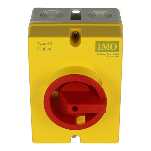 PE69-3025 | عازل IMO، عند التحميل، 3 أقطاب، مغلق، IP65، أحمر/أصفر، 25A in Kuwait