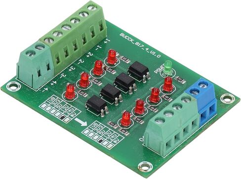 Hyuduo 4 قناة محول الجهد وحدة محول 24 فولت إلى 5 فولت لوحة عزل Optocoupler، عمل فعال، سهل التركيب، مادة رائعة، استخدامات واسعة النطاق، لوحة عزل Optocoupler لـ in Kuwait