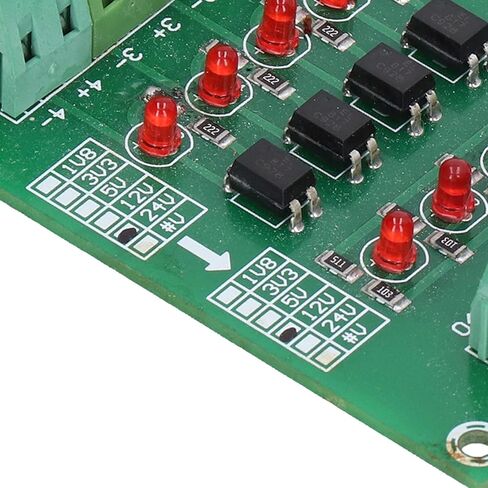 Hyuduo 4 قناة محول الجهد وحدة محول 24 فولت إلى 5 فولت لوحة عزل Optocoupler، عمل فعال، سهل التركيب، مادة رائعة، استخدامات واسعة النطاق، لوحة عزل Optocoupler لـ in Kuwait