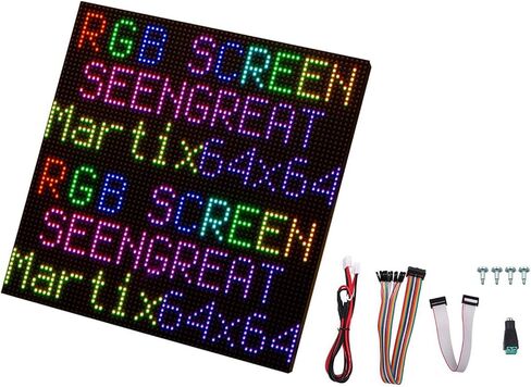 لوحة مصفوفة LED RGB مقاس 64x64 P3.0 - مسافة 3 مم، 4096 مصباح LED، شاشة عالية الدقة كاملة الألوان لـ Raspberry Pi وArduino | واجهة HUB75، صديقة للبيئة، سطوع قابل للتعديل، معدل تحديث مرتفع in Kuwait