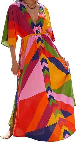 فساتين BSUBSEACH KAFTAN للنساء بدلة الاستحمام تستر على الشاطئ مع الرباط in Saudi Arabia