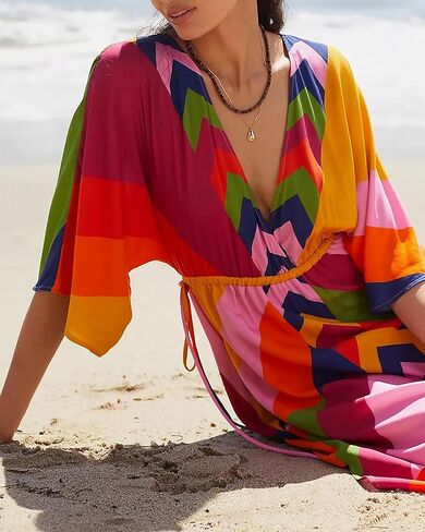 فساتين BSUBSEACH KAFTAN للنساء بدلة الاستحمام تستر على الشاطئ مع الرباط in Saudi Arabia