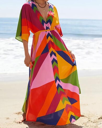 فساتين BSUBSEACH KAFTAN للنساء بدلة الاستحمام تستر على الشاطئ مع الرباط in Saudi Arabia
