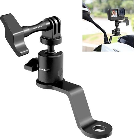 PULUZ Motorcycle Mirror/Pinch Bolt Mount Fixed Metal Bike Holder Mount for DJI Osmo Action/GoPro Hero 7 / Hero 6 / Hero 5 Hero 4 Session Xiaoyi MiJia Sport Camera in Saudi Arabia