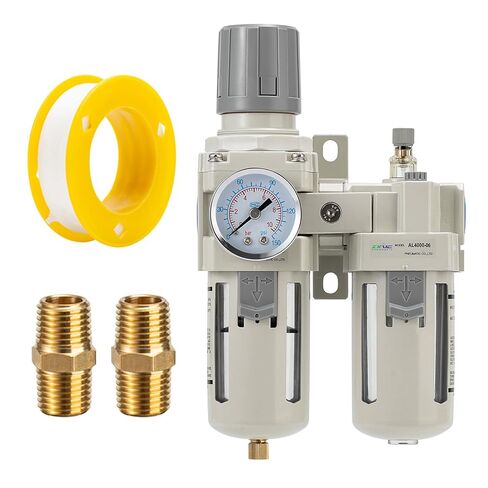 ZXVC 3/8" NPT Compressed Air Filter Regulator Lubricator Combination,Water/Oil Trap Separator (0-150 PSI), Oil Water Separator,Semi-Automatic Drain, Suitable for Pneumatic Systems in Kuwait