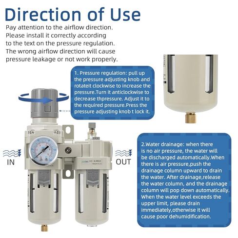 ZXVC 3/8" NPT Compressed Air Filter Regulator Lubricator Combination,Water/Oil Trap Separator (0-150 PSI), Oil Water Separator,Semi-Automatic Drain, Suitable for Pneumatic Systems in Saudi Arabia