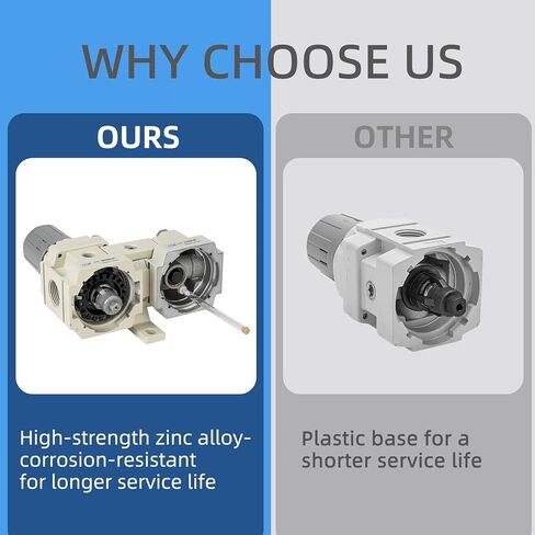 ZXVC 3/8" NPT Compressed Air Filter Regulator Lubricator Combination,Water/Oil Trap Separator (0-150 PSI), Oil Water Separator,Semi-Automatic Drain, Suitable for Pneumatic Systems in Saudi Arabia