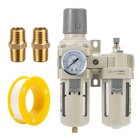 ZXVC 3/8" NPT Compressed Air Filter Regulator Lubricator Combination,Water/Oil Trap Separator (0-150 PSI), Oil Water Separator,Semi-Automatic Drain, Suitable for Pneumatic Systems in Saudi Arabia