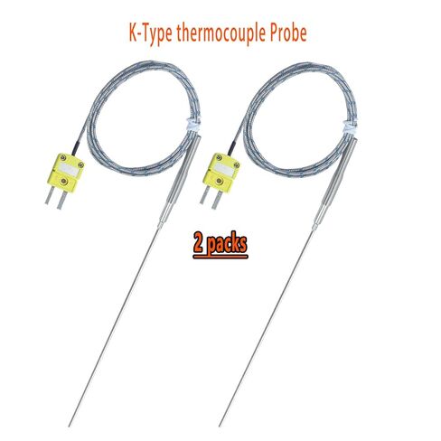مسبار حراري مزدوج التركيب من النوع K للخدمة الشاقة: مسبار قوي مقاس 11.9 بوصة (طرف 0.13 بوصة) مع كابل مقاس 40 بوصة مناسب لأفران المحرك العميق وقياسات القناة (40 درجة فهرنهايت - 1100 درجة فهرنهايت) (TL1918SL) in Kuwait