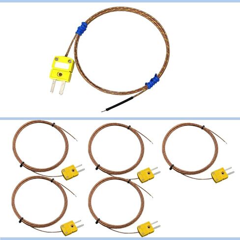 K-Type Thermocouple Probe - High Accuracy Temperature Sensor with 1M and 3M Fiberglass Cable, -58°F to 899°F (-50°C to 482°C) Range, Fast <2s Response, Compatible with Type-K Measuring Devices in Saudi Arabia